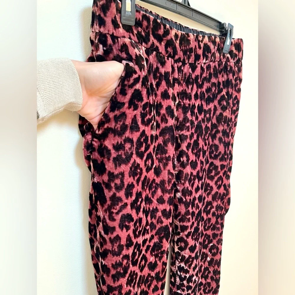 J.Crew Pink Leopard Velvet Pants size 4